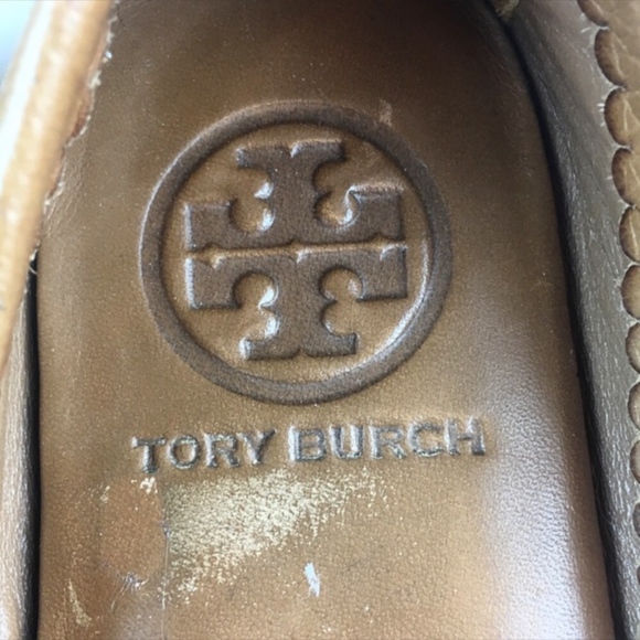 TORY BURCH Tan Leather Lawrence Tassel & Logo Loafers Driver Moccasin Flats 5 - Picture 5 of 7